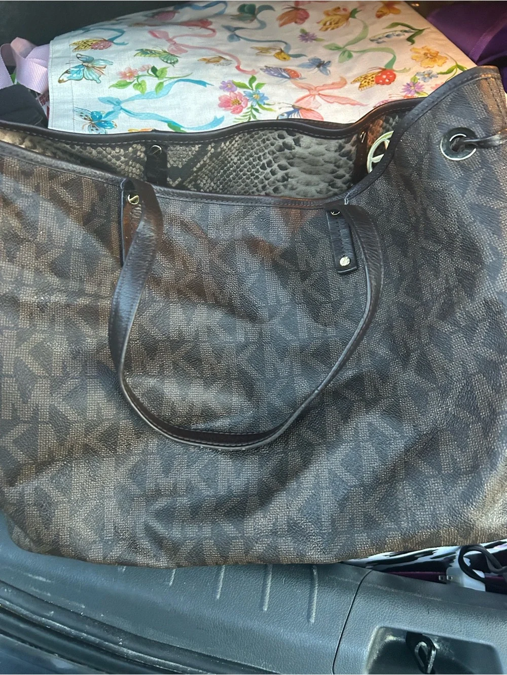 Michael Kors Brown and Black MK Logo Tote